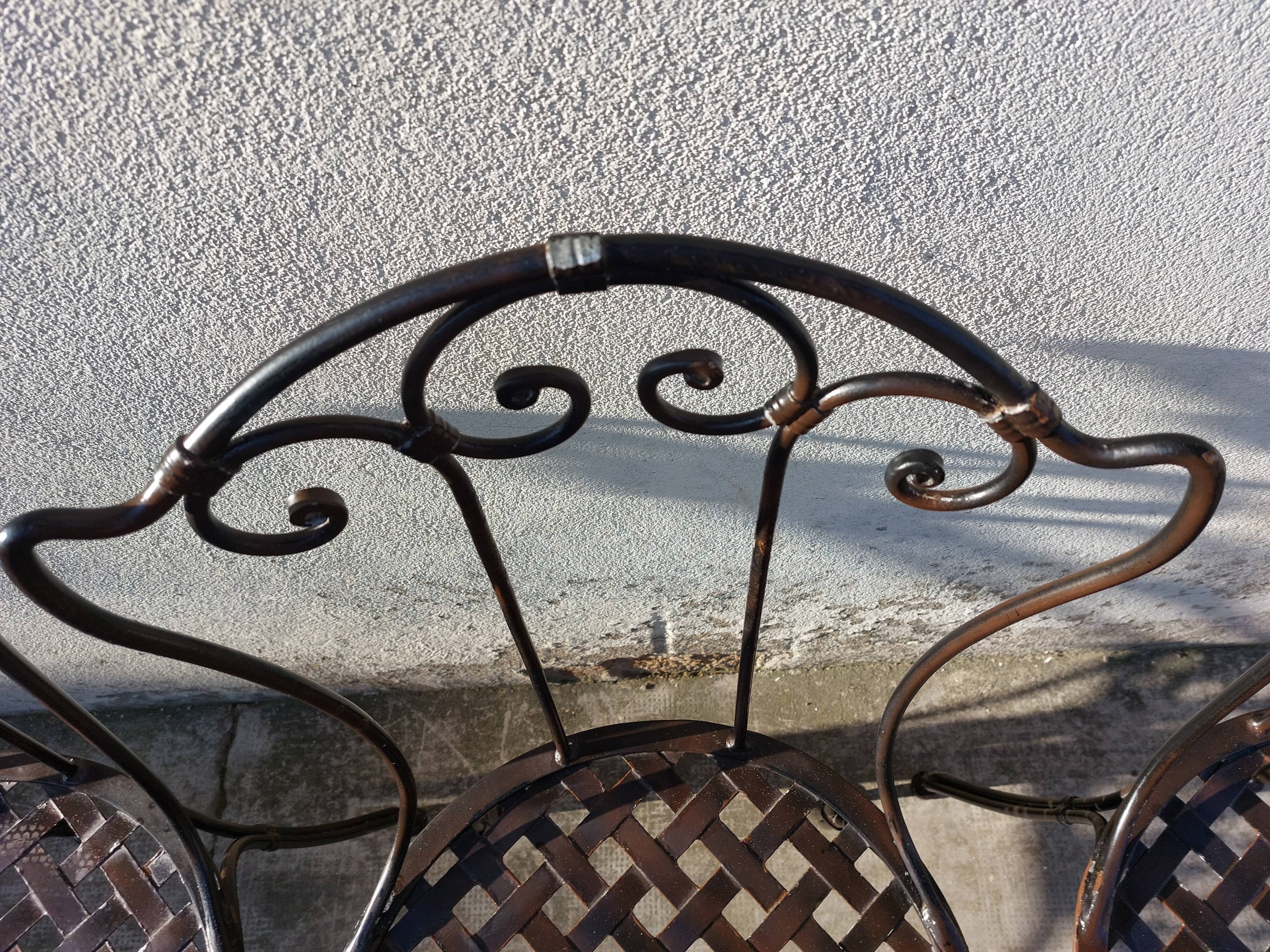 Série de 4 chaises de jardin en fer forgé