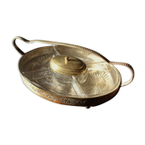 Aperitif tray golden metal brass glass compartments