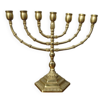 7-branch chandelier, in gilded brass, signed Wainberg.