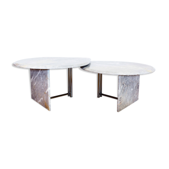 Set de 2 tables basses en marbre