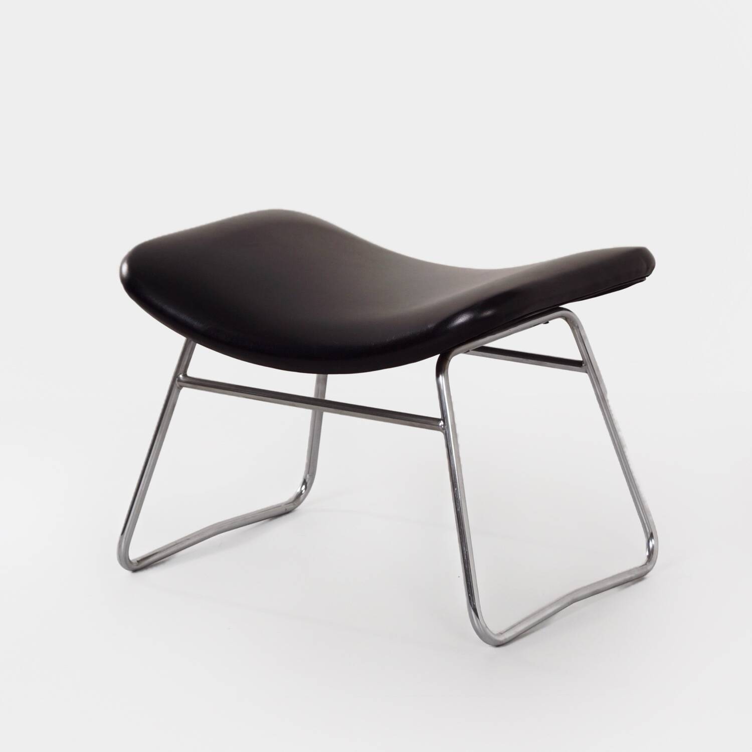 Vintage footstool by rudolf wolf & j.h. rohe for rohe noordwolde, 1960s | black skai