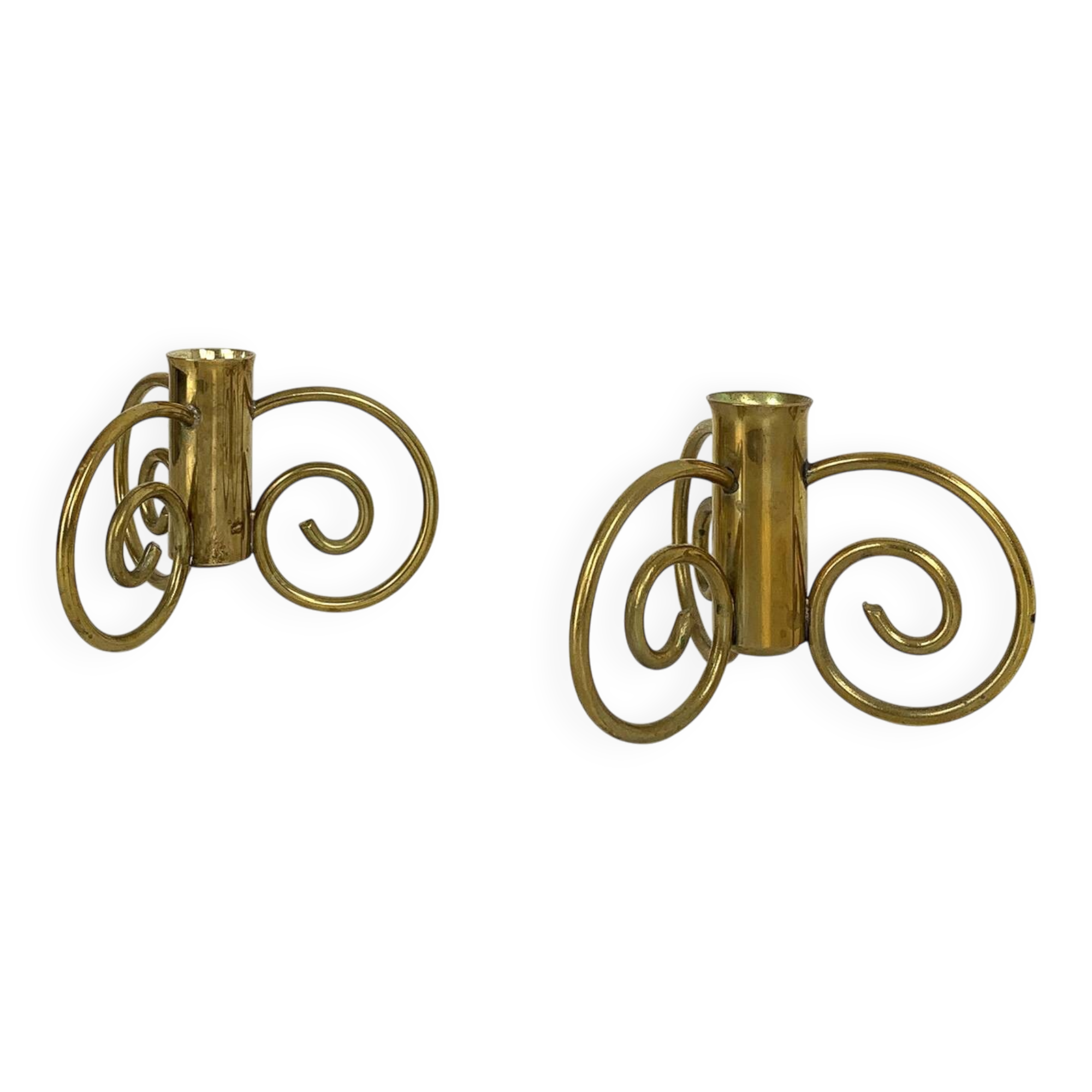 Pair of brass candlesticks, Lars Holmström for Svenskt Tenn, Sweden, 1950