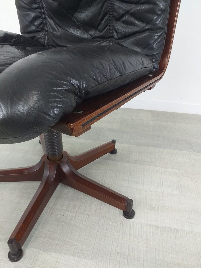 Vintage Scandinavian leather office armchair 60s