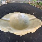 Large marble ashtray, white, beige, gray veins, vintage stone