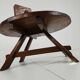 Rustic oak brutalist round coffee table France 1960s mid-20th century
