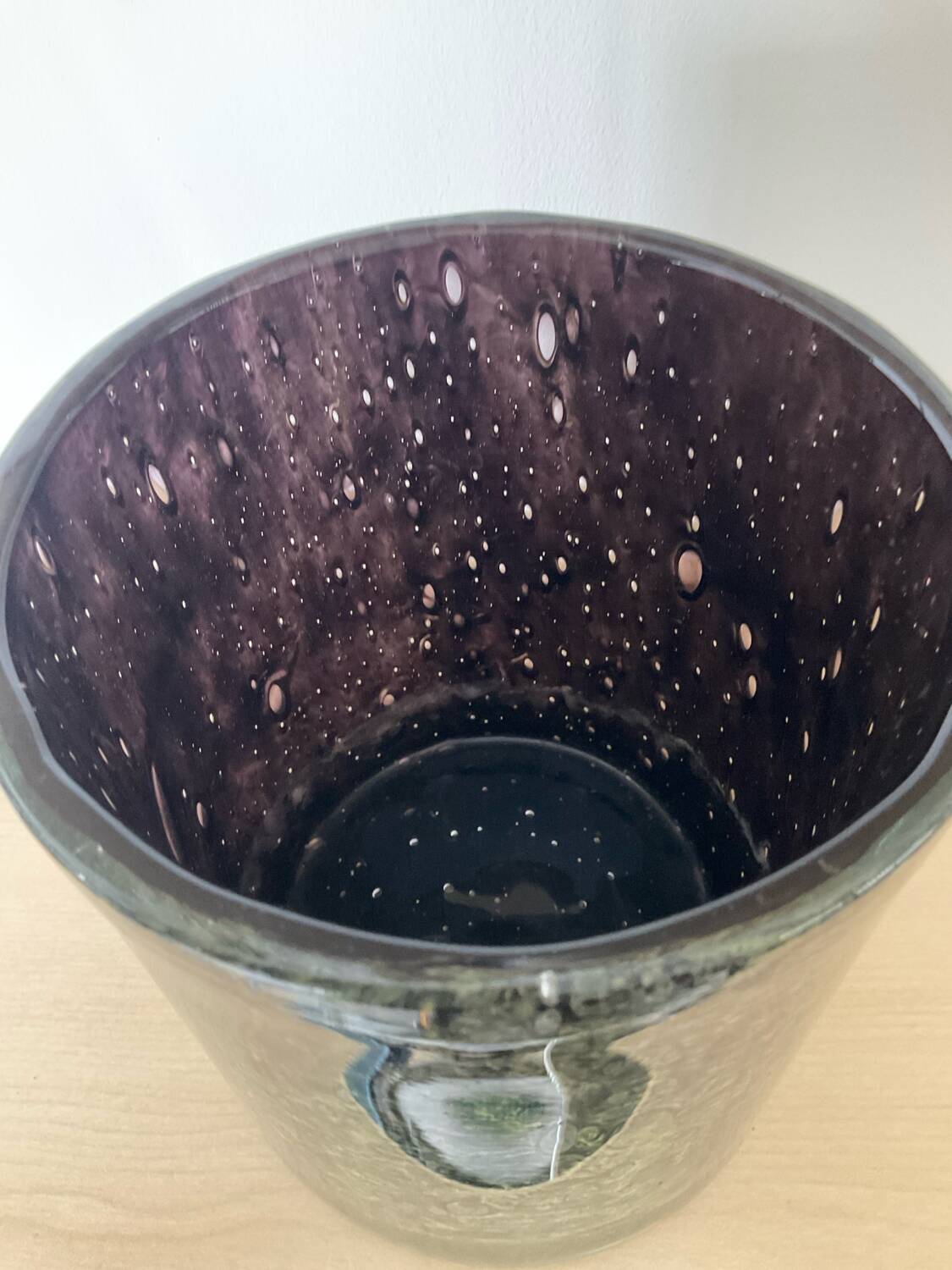 Pair of vintage flowerpots in bubbled glass paste