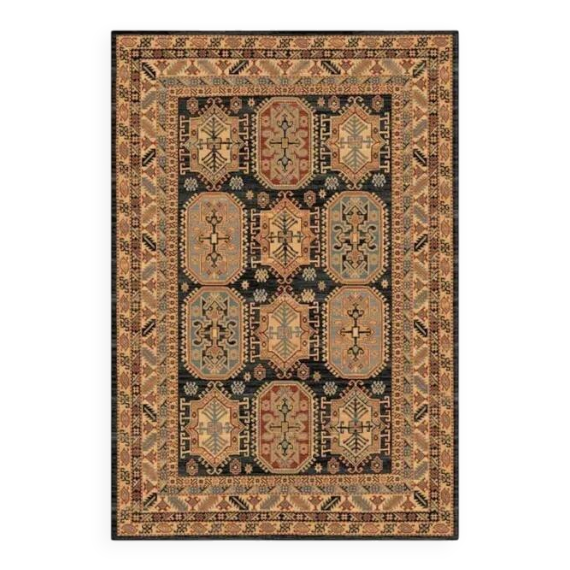Beige and black Persian rug AJNA - Wool