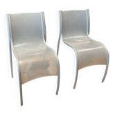 Paire de chaises fpe par ron arad pour kartell  gris translucide italie