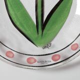 Assiette en verre vintage Kosta Boda : Tulipe rose Design par Ulrica Hydman Vallien