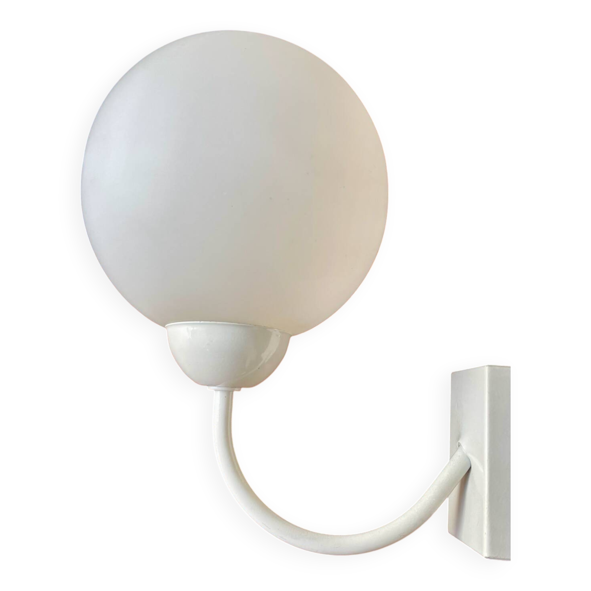 White metal wall light and opaline ball