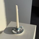 Light blue Moustiers candlestick H5 D12.5