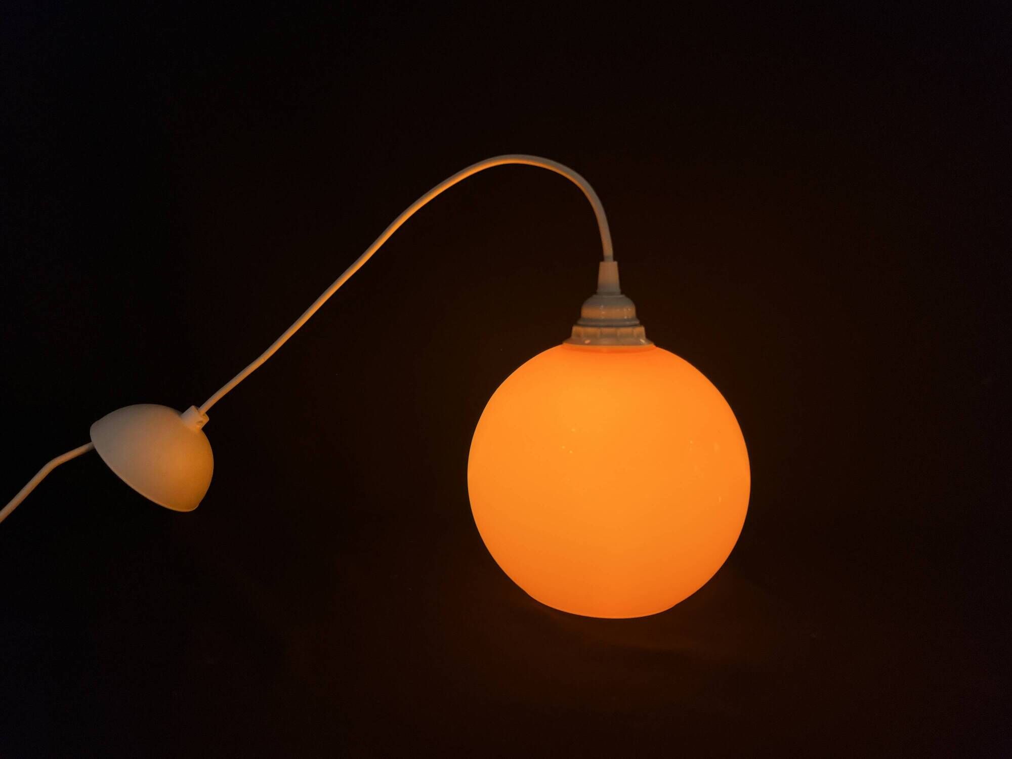 Suspension lamp Space Age 1970 vintage globe ball in orange opaline glass ceiling light chandelier
