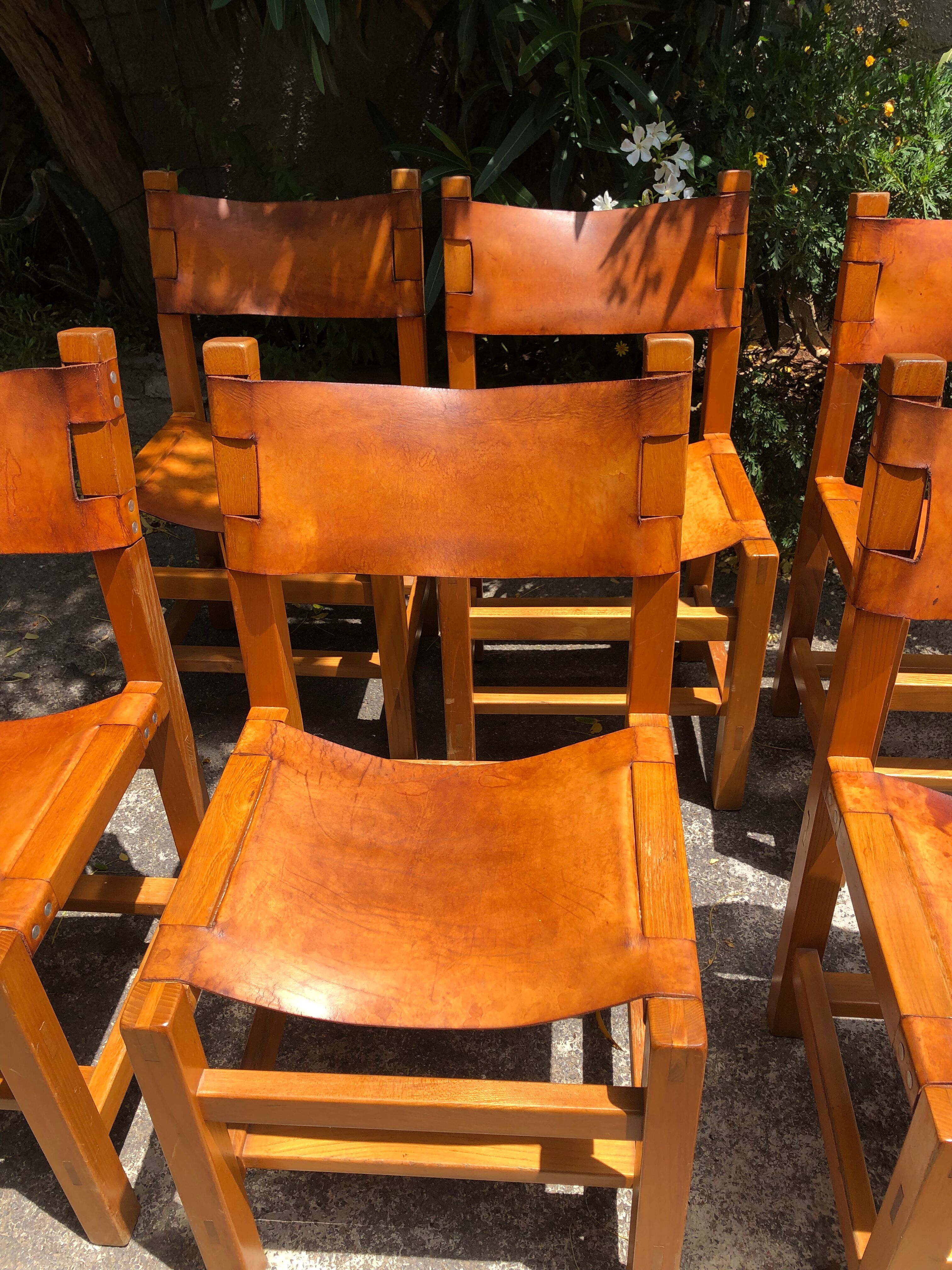 Leather and wood chairs