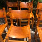 Leather and wood chairs