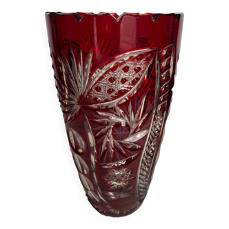 Carved crystal vase