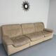 Old 3-seater beige leather sofa designed by Carl Larsson De Sede, vintage 80s