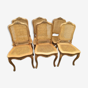 Series of 6 Chairs louis xv acanthus leaves and shell decapitated
