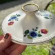 Earthenware vegetable dish Digoin Sarreguemines Sandrine, flowers and golden borders.
