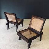 Low Modernist Folding Chairs by Pierre Jeanneret for Chandigarh, India, 1960s, Set of 2