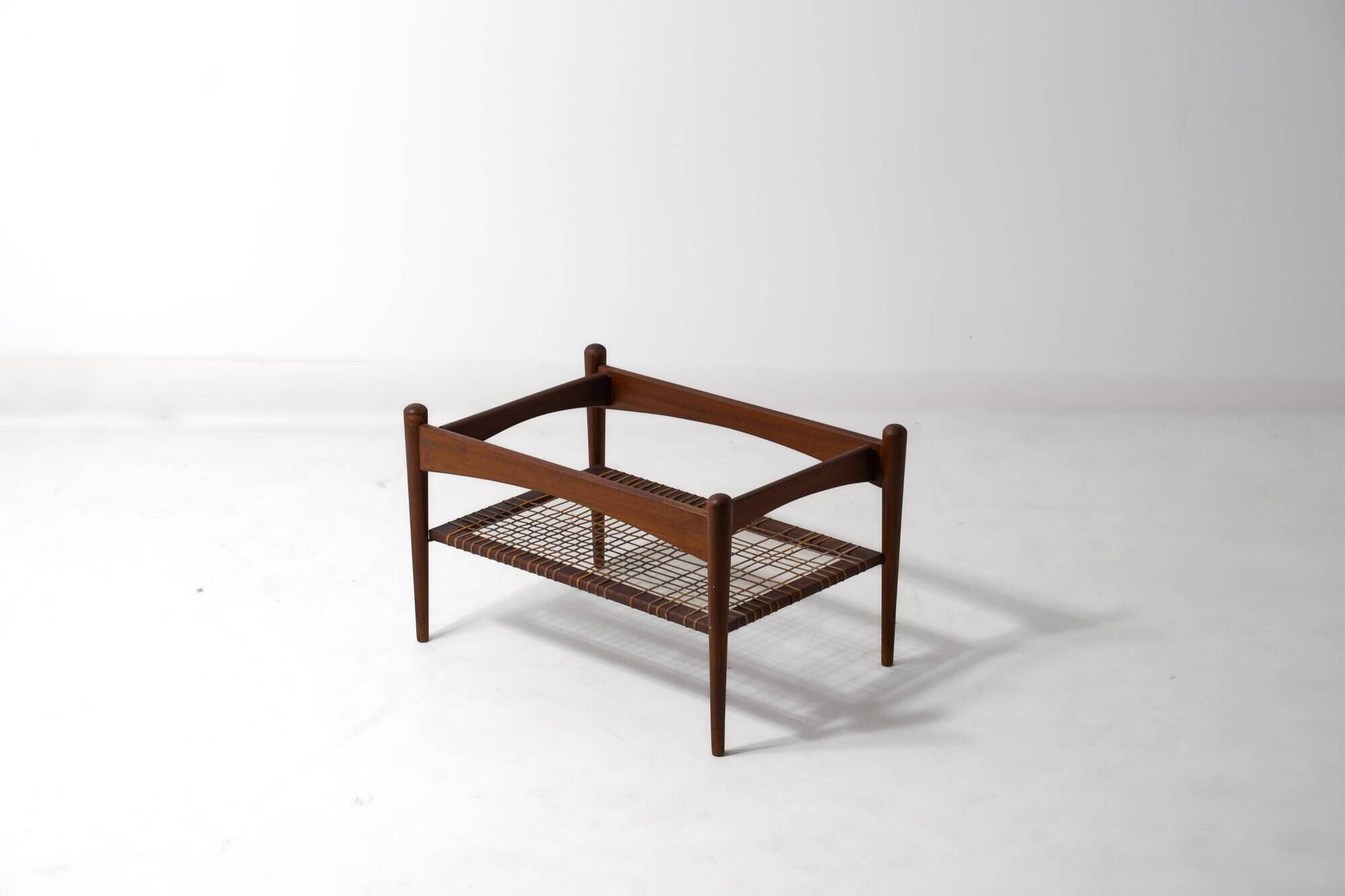 Vintage webbing coffee table in teak, 1960s