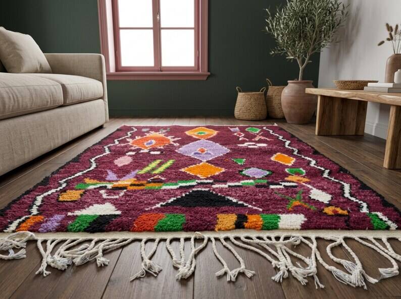 Burgundy Moroccan Berber rug 200cm x 300cm
