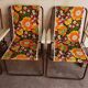 set of 4 beautiful vintage 70's Orange flower camping chairs. folding folding