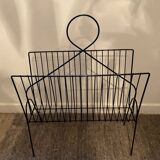 Vintage black wired metal magazine holder