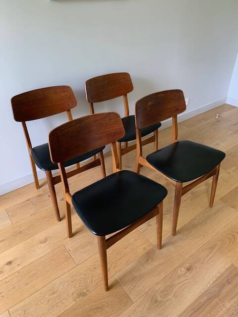 4 Danish chairs in oak and teak, 1960s