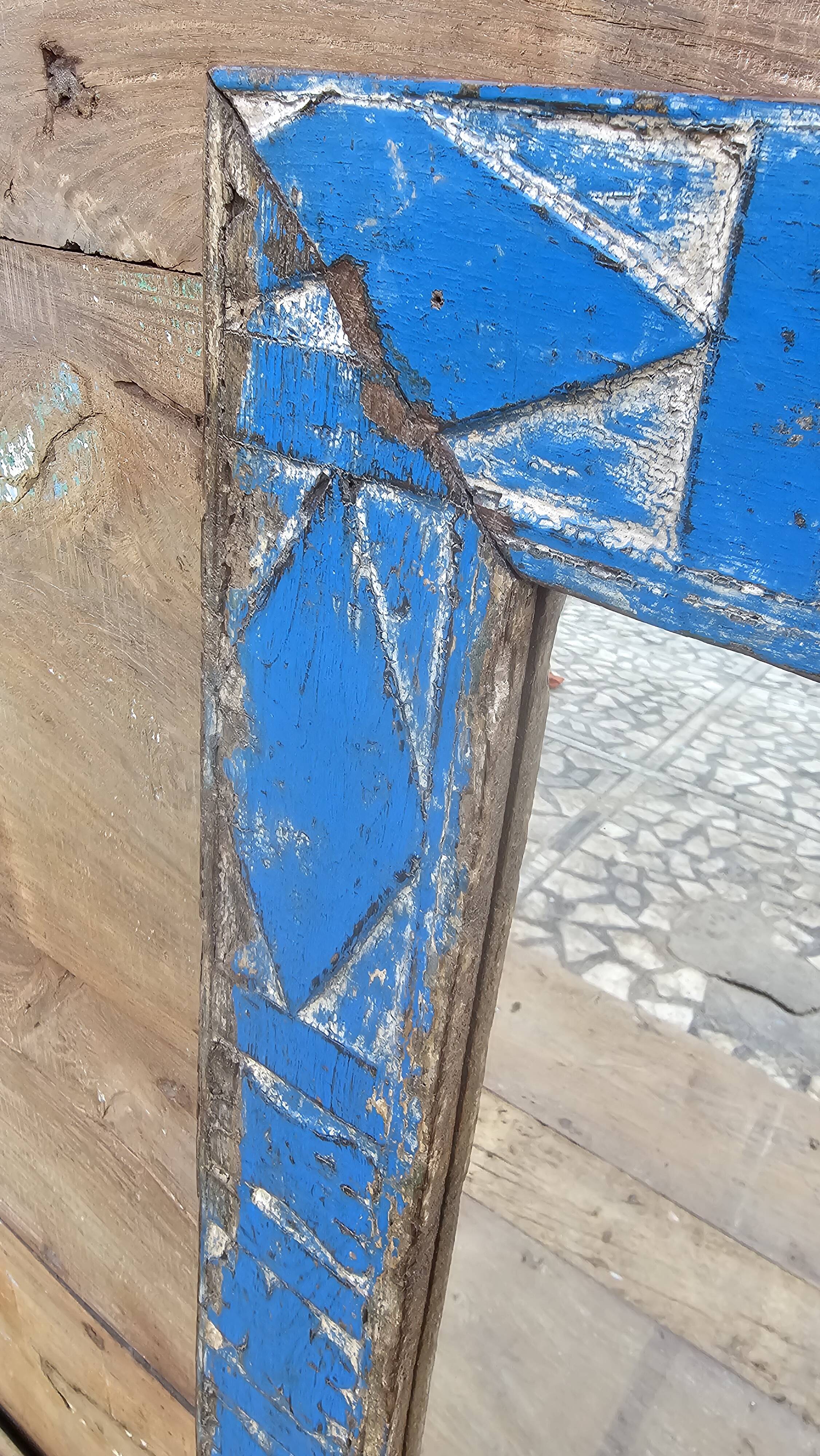 Antique Art Deco mirror in Burmese teak.