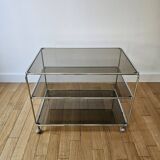 Small rolling trolley in chromed metal
