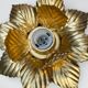 Applique fleur en métal doré à la feuille d'or vintage 1970 - 80