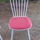 Set of 4 Scandinavian style chairs from the 50s in white lacquered wood and red skaï patties