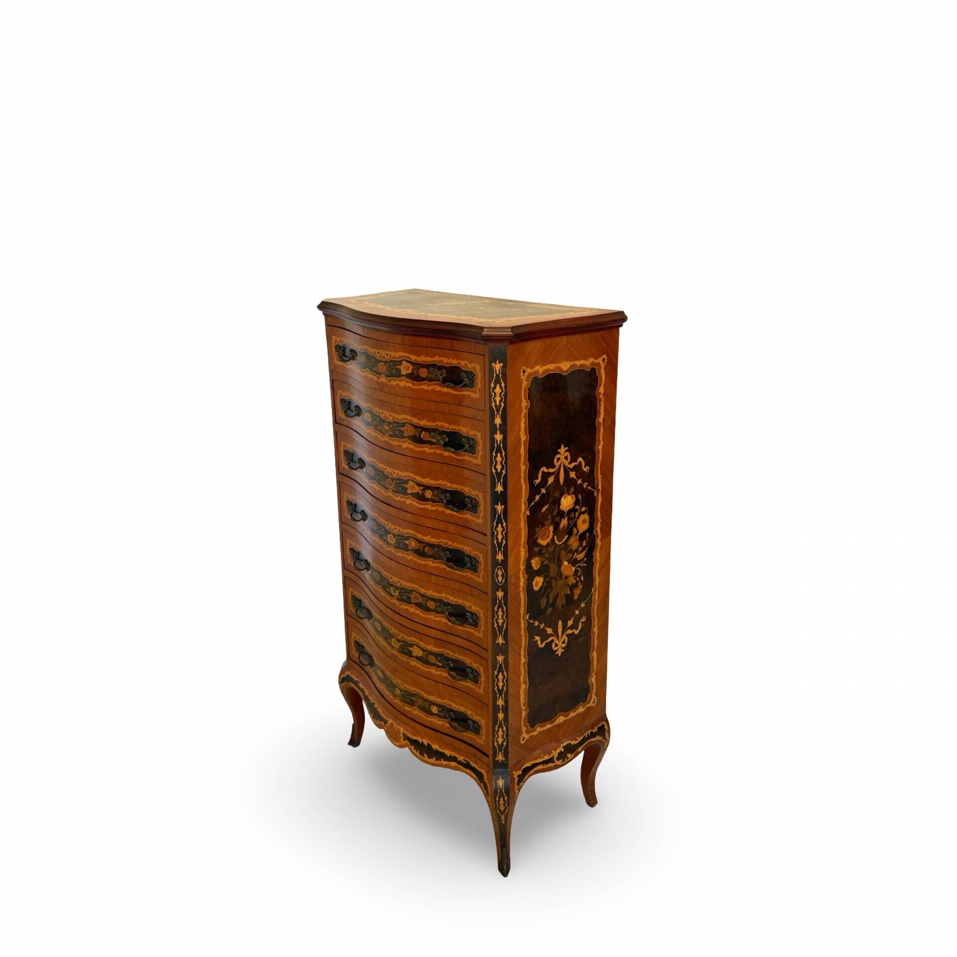 Wooden bedroom suite with inlays in mid-century Italian style, by Pacifici Prete, Rome.