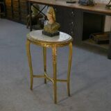 Side table with curved base in gilded carved wood, Louis XVI style, 20th century