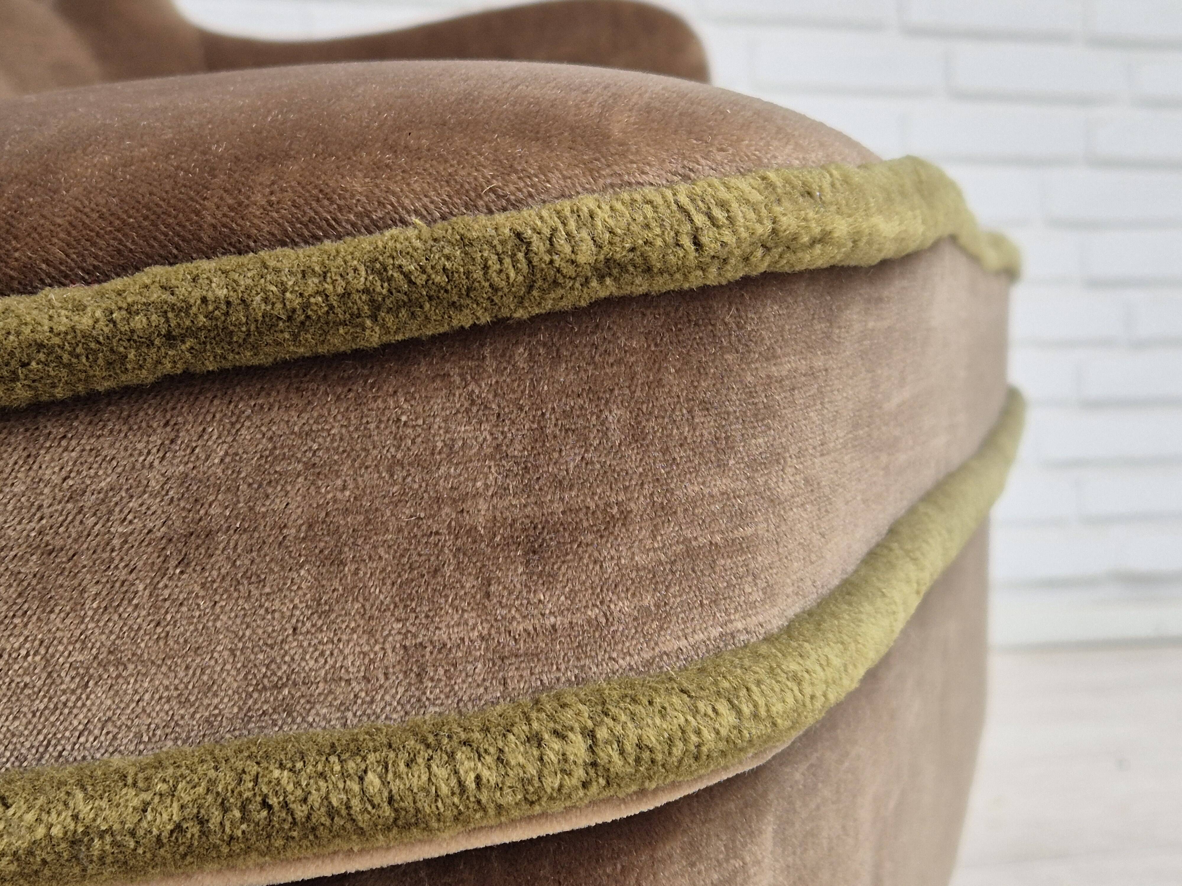 1960s, Danish 2 seater sofa, original condition, furniture velour, beech wood legs.