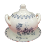 Sugar and its saucer in earthenware Sarreguemines model Vega