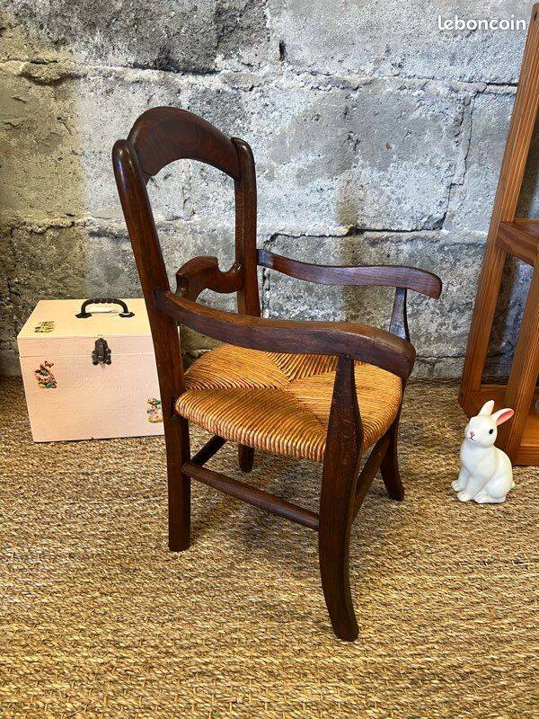 Fauteuil en paille vintage pour enfant