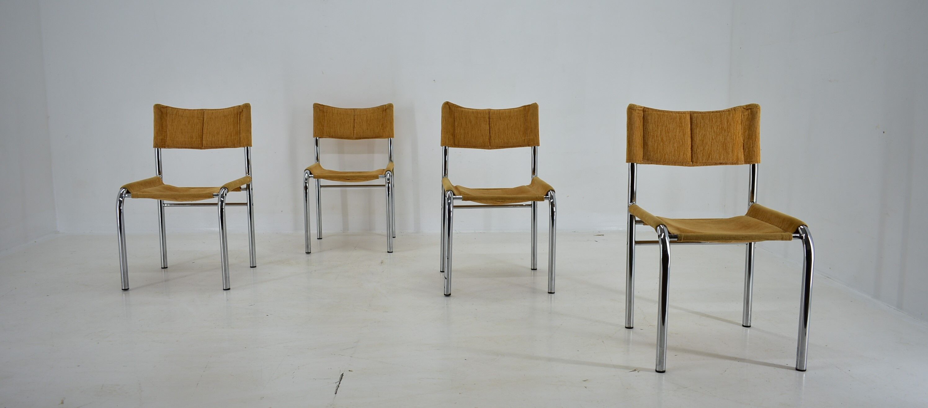 Set of four design chrome dining chairs by Viliam Chlebo, Czechoslovakia, 1980s