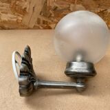 Old Grey Metal Wall Lamp + Vintage Glass Ball