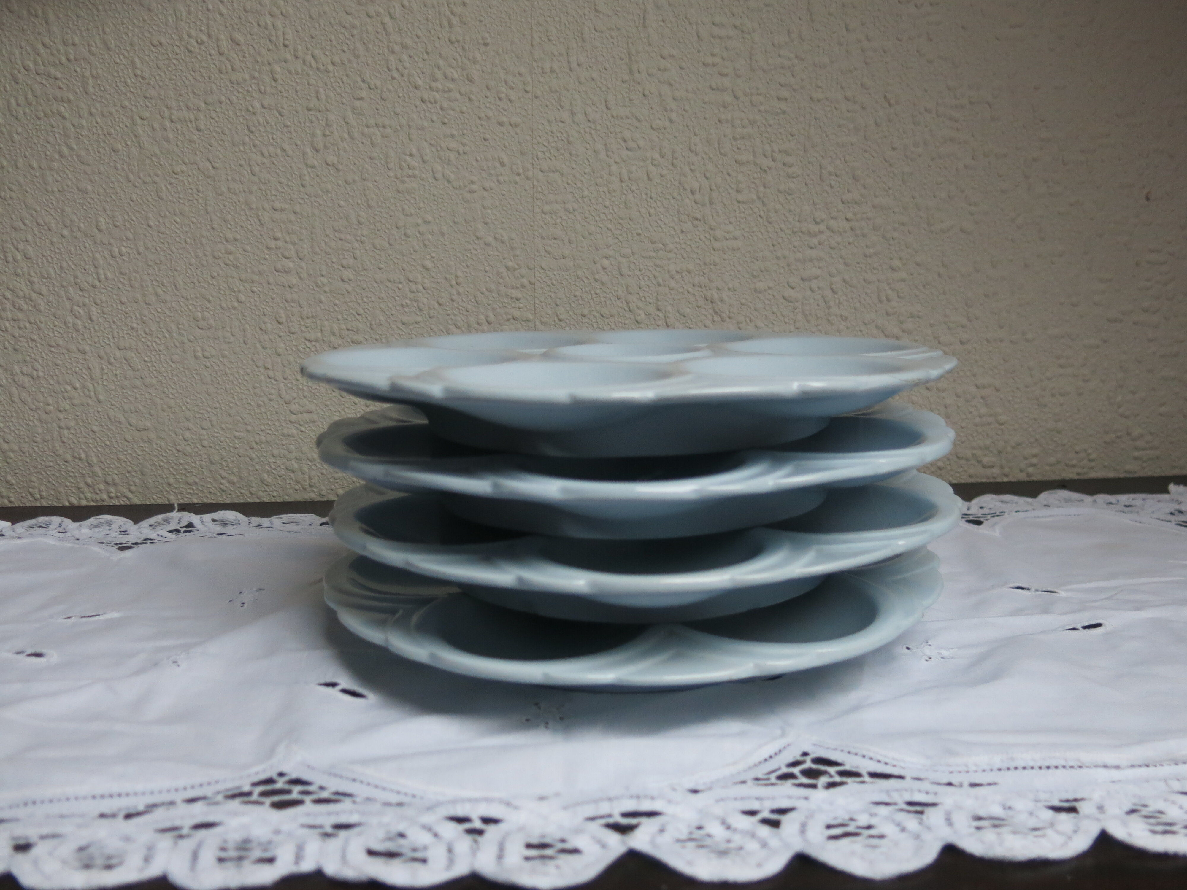 4 plates with blue oyster Sarreguemines