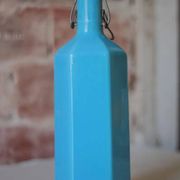 Bouteille de limonade en grès vernissé bleu , grès d'Alsace, poterie, collection