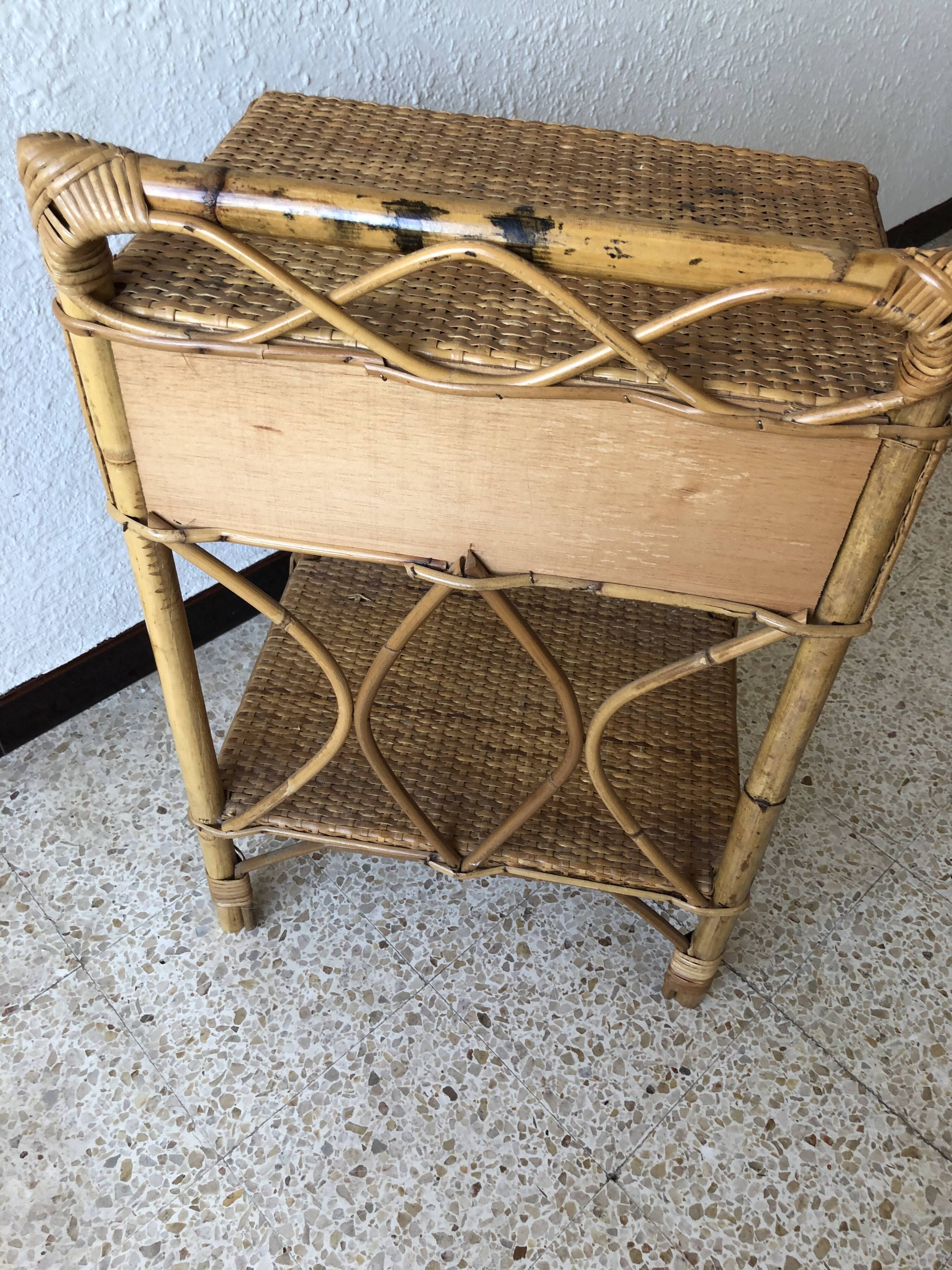 Vintage rattan nightstand