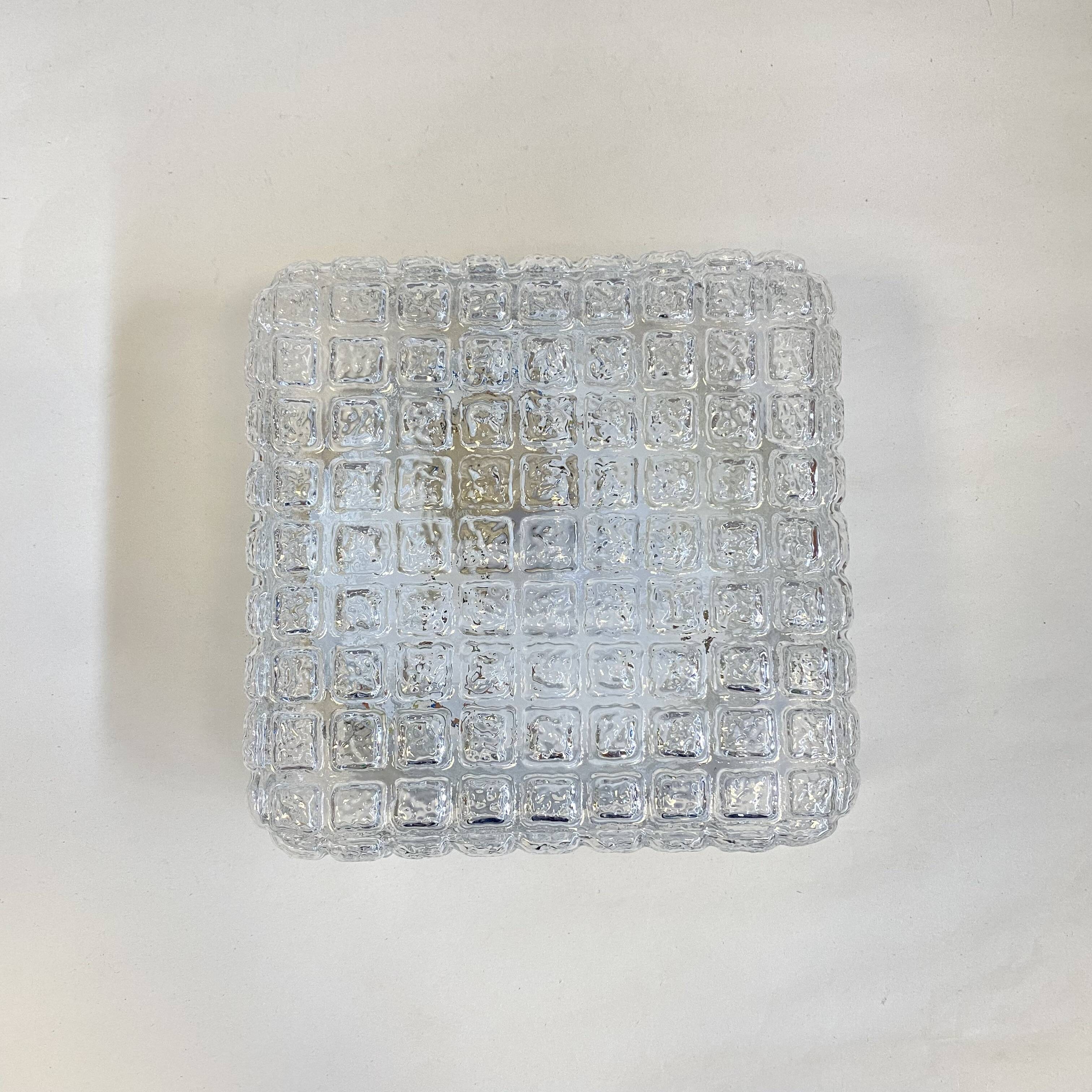 Square glass wall light ceiling lamp 1970 1980 seventies eighties