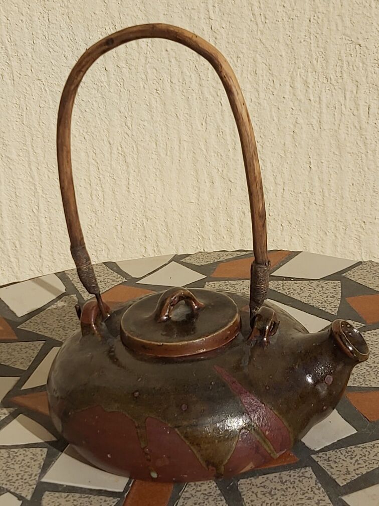 Signed vintage sandstone teapot