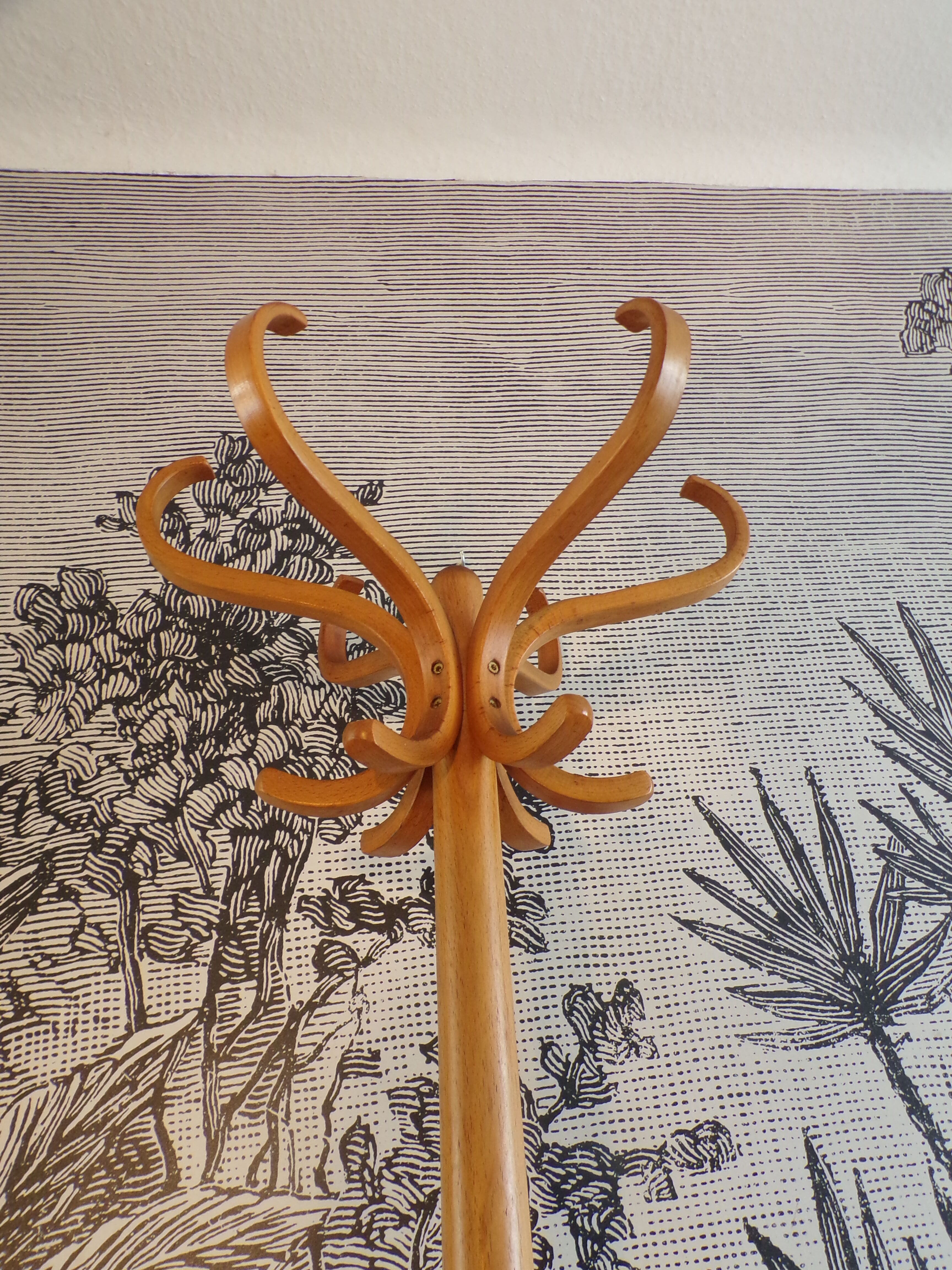 Vintage parrot coat rack in curved wood