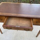 Louis XVI desk in solid wood and burgundy leather