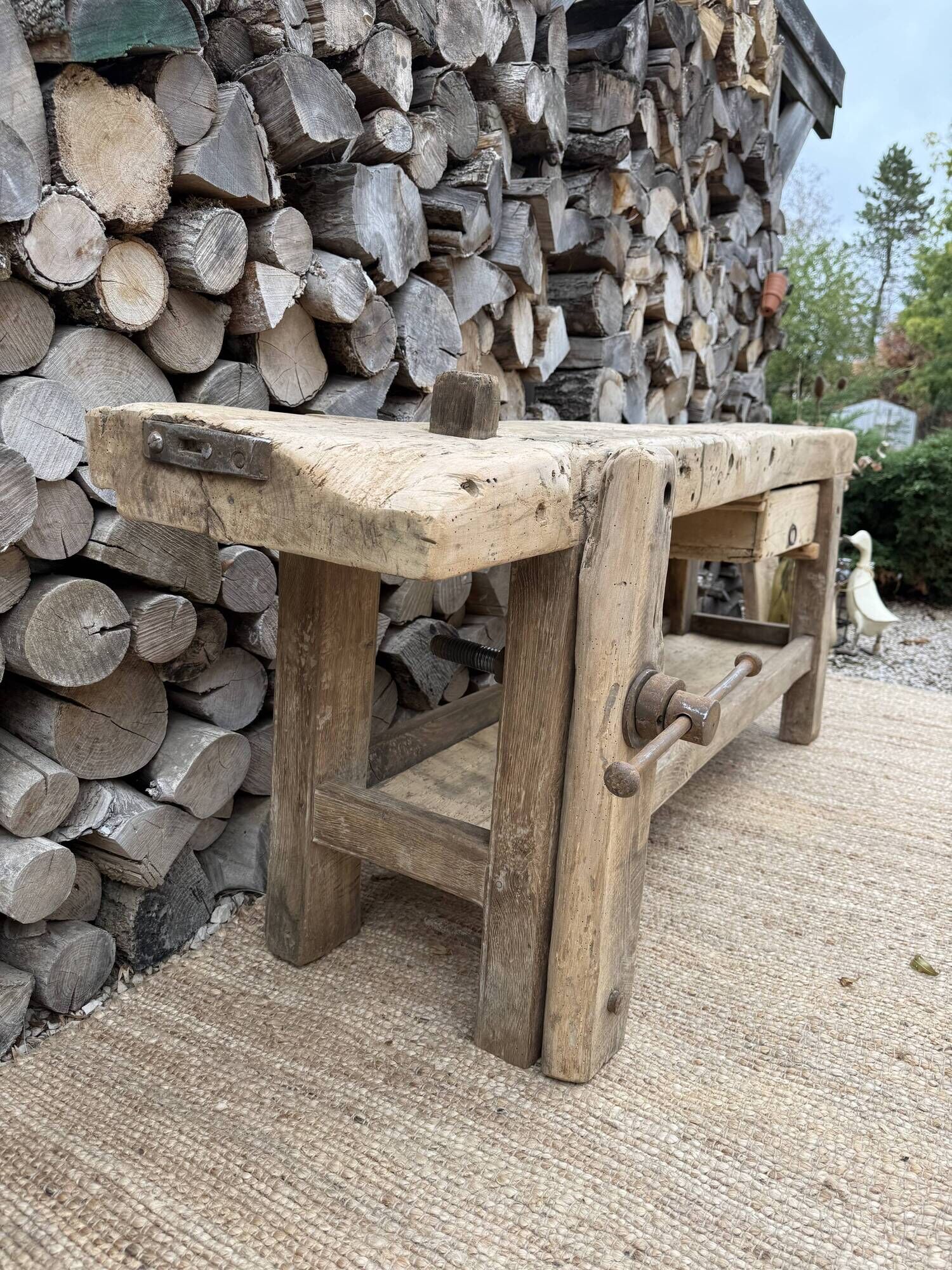 Renovated carpenter's workbench 170cm