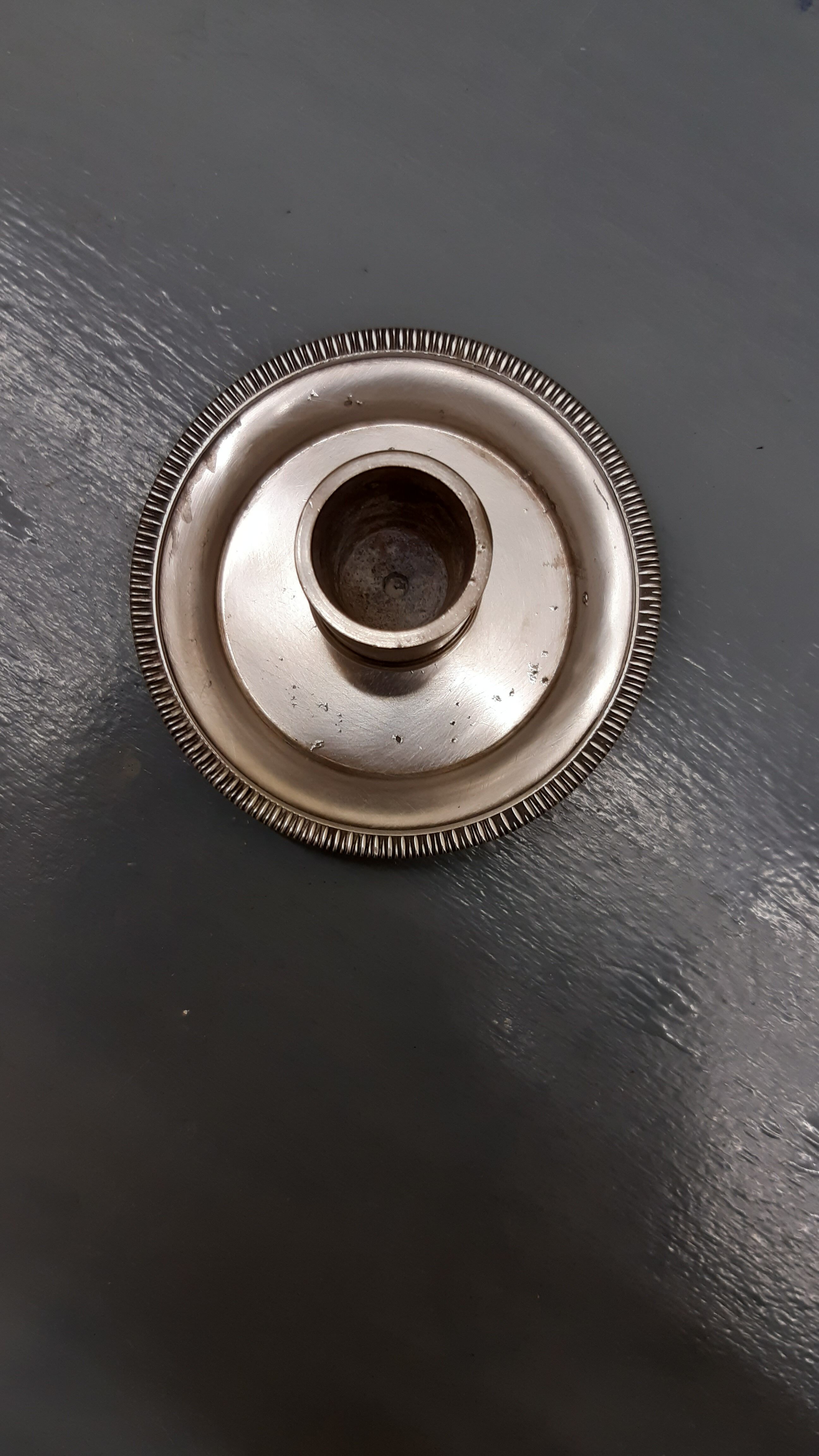 Small silver metal candle holder