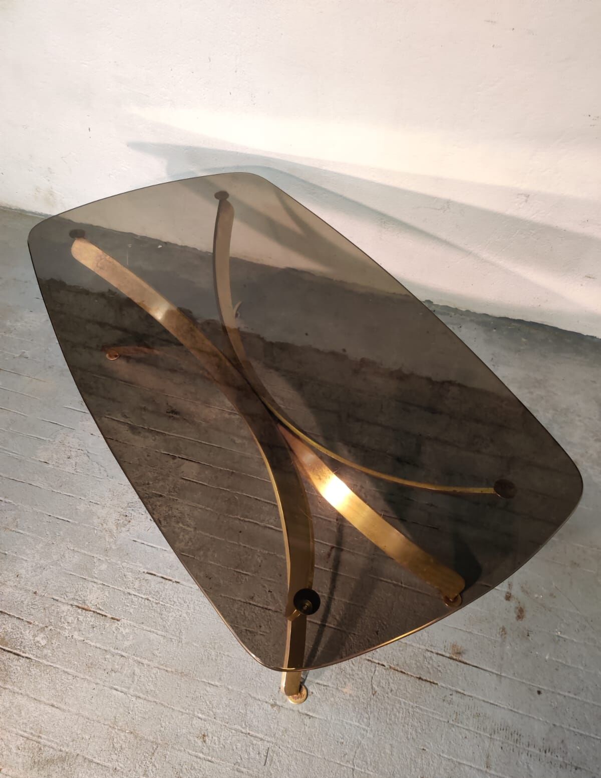 Golden metal coffee table, 70s