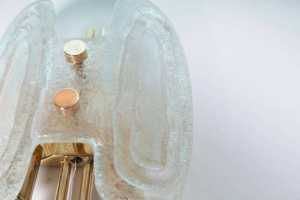 Space Age wall light in glass by Hillebrand, brass and glass.